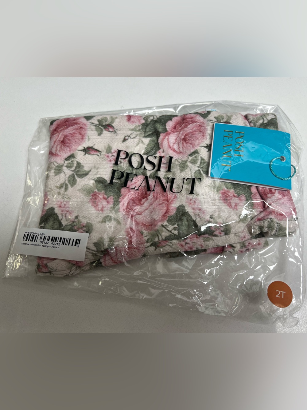 Posh Peanut Sandrine Pink Rose Floral Leggings size 2t